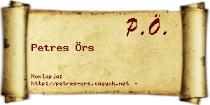 Petres Örs névjegykártya